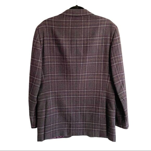 PAL ZILERI Wool Cashmere Checked Plaid Blazer Purple 40R - Picture 4 of 12
